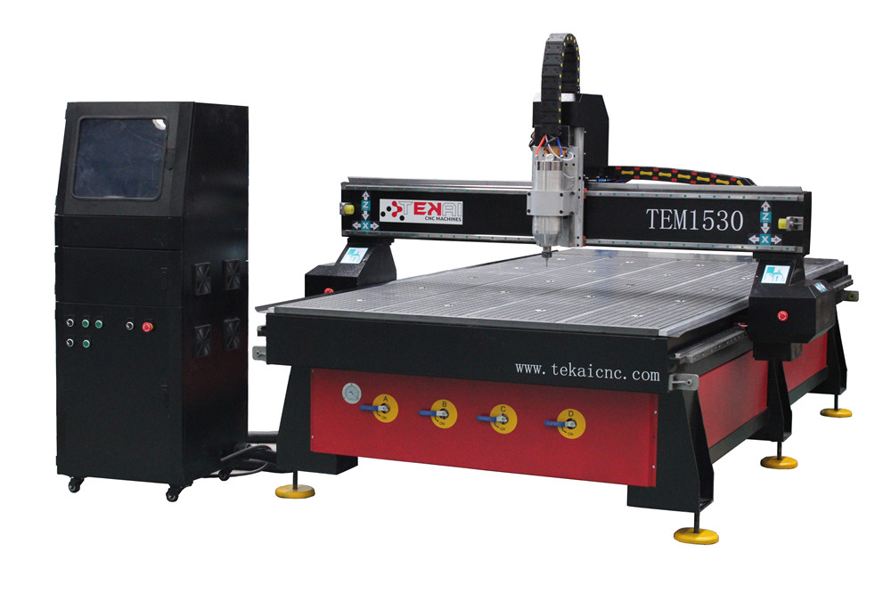 Romania customer order 5×10 TEM1530 woodworking cnc router with vacuum table for cutting and engraving MDF Wood Plastic and Aluminum plate from Tekai